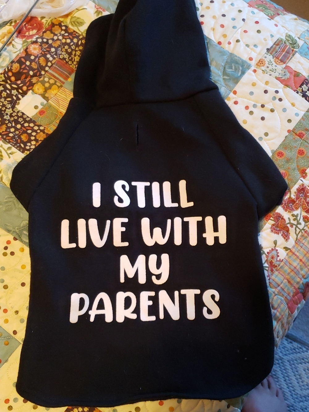 Dog Black Hoodie Tee - I Still Live With My Parents